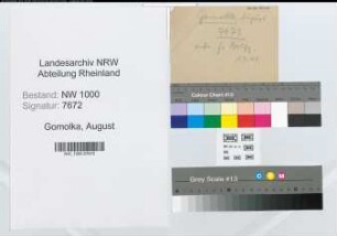 Entnazifizierung August Gomolka, geb. 27.07.1899 (Postschaffner)