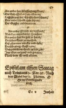 Epistel am elfften Sontag nach Trinitatis ...