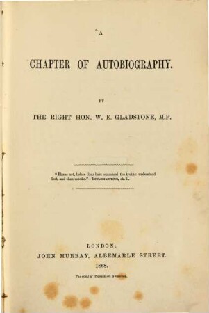 A chapter of Autobiography