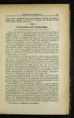 Seelenleiden und Psychanalyse : (zu den Bestrebungen von Dr. Liertz)