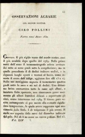 Osservazioni Agrarie del 1830