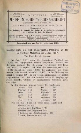 Kleine medizinische Abhandlungen : Separatabdrücke und den Münchener Medizin. Wochenschrift. 3, 1887