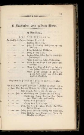 1) Hausorden vom goldnen Loewen.