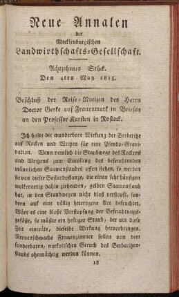 Achtzehntes Stück. Den 4ten May 1815.