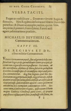 Caput XX. De Regibus Et Ducibus militiae Germanorum.