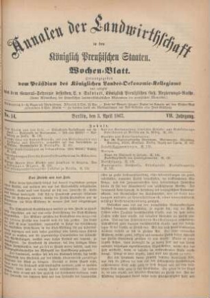 No. 14. Berlin, den 3. April 1867. VII. Jahrgang.