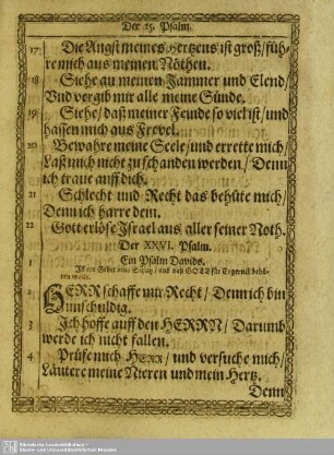 Der XXVI. Psalm