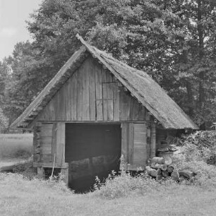 Bootshaus in Burg-Kauper. : Čołmowy domčk w Kupaŕskich Bórkowach.