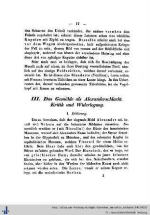 III. Das Gemälde als Alexanderschlacht. Kritik und Wiederlegung
