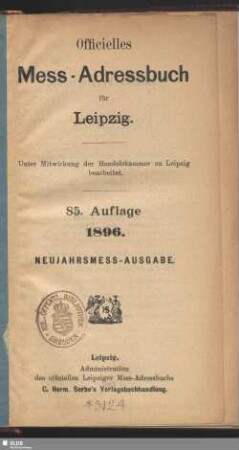 1896: Officielles Mess-Adressbuch für Leipzig