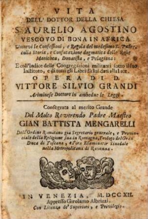 Vita del Dottor ... S. Aurelio Agostino