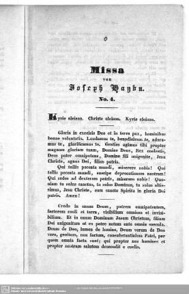 Missa von Joseph Haydn. No.4.