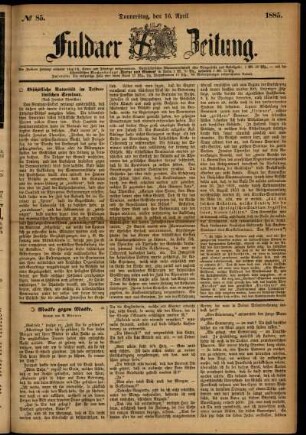 Ausgabe vom Donnerstag, den 16. April 1885.
