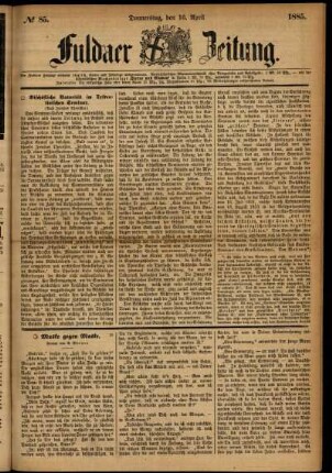 Ausgabe vom Donnerstag, den 16. April 1885.