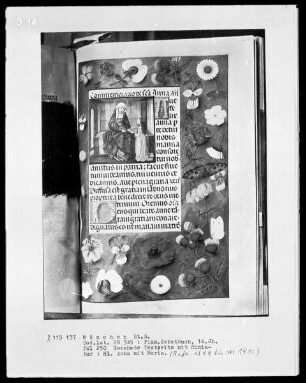 Flämisches Gebetbuch — Die heilige Anna lehrt Maria das Lesen, Folio 250recto