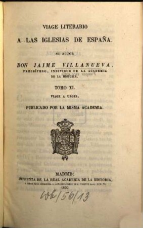 Viage literario a las iglesias de España, 11. Viage a Urgel