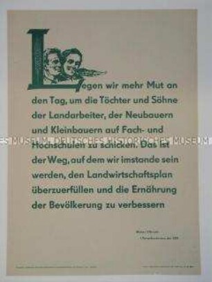 Maueranschlag mit einem Zitat aus der Rede von Walter Ulbricht auf der 1. Parteikonferenz der SED