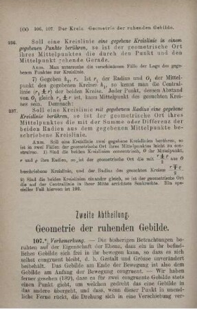 Zweite Abtheilung. Geometrie der ruhenden Gebilde.