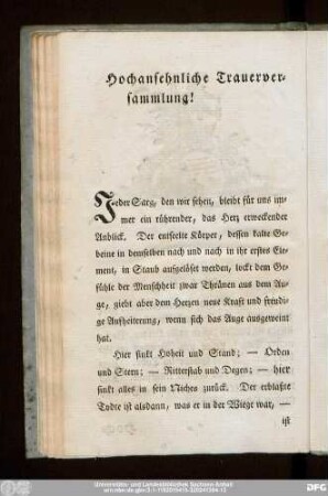 Hochansehnliche Trauerversammlung!
