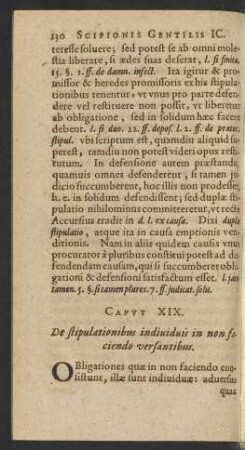 Caput XIX. De stipulationibus individuis in non faciendo ...