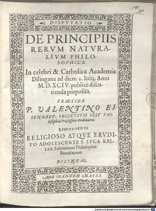 Disputatio de principiis rerum naturalium philosophica