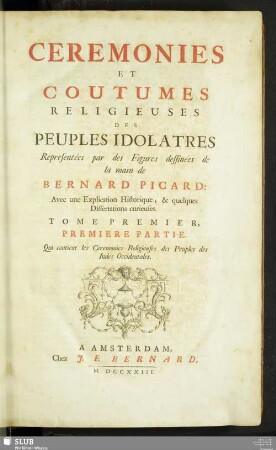 1,1: Qui contient les Cérémonies Religieuses des Peuples des Indes Occidentales