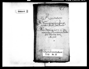 Registraturen über die Vereinigung der königlichen und kurfürstlichen Hofämter