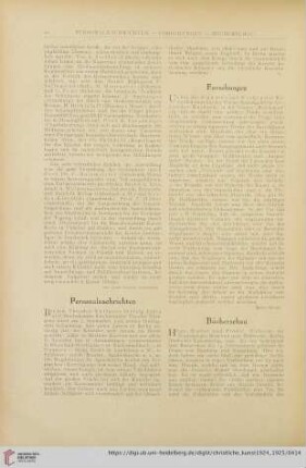 Personalnachrichten / Forschungen