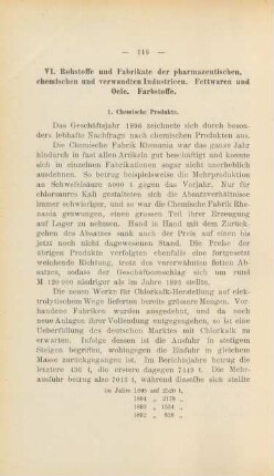 VI. Rohstoffe und Fabrikate der pharmazeutischen, chemischen und verwandten Industrieen. Fettwaren und Oele. Farbstoffe.