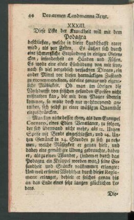 XXXIII. Diese Liste der Kranckheit will mit dem Podagra beschließen ...