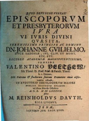 Episcoporum et presbyterorum iura vi iuris divini quaesita