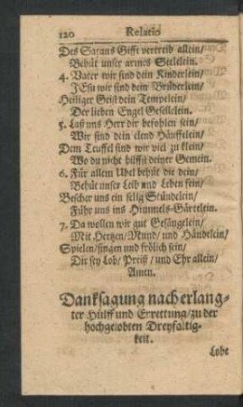 Danksagung nach erlangter Hülff und Errettung ...