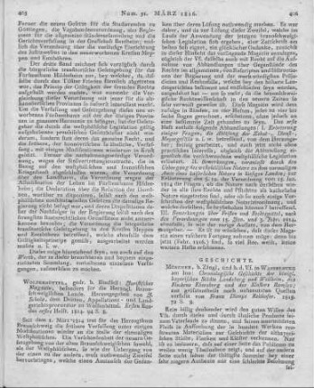 Juristisches Magazin, besonders für die herzoglich-braunschweigischen Lande. Bd.1, H.1. Hrsg. v. J. Scholz. Wolfenbüttel: Bindseil 1814