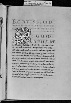 Evangeliar aus Sankt Georg in Köln — Initiale N(ovum opus), Folio 26recto