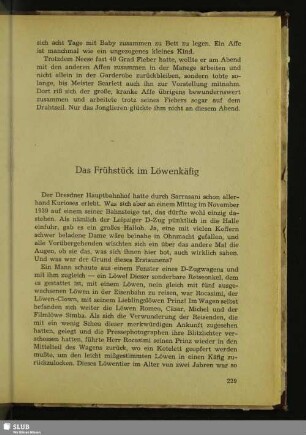 Das Frühstück im Löwenkäfig