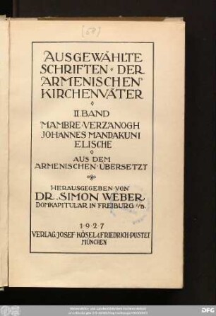 Bd. 2: Mambre Verzanogh, Johannes Mandakuni, Elische