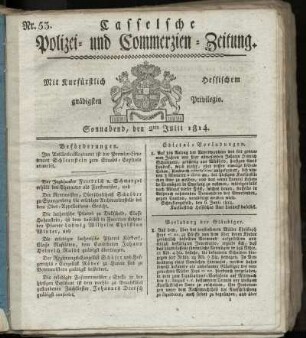 Nr. 53, Sonnabend den 2ten Julii. 1814