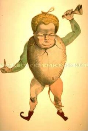 Der Abgeordnete der Frankfurter Nationalversammlung Gabriel Riesser als Hampelmann - Karikatur aus der Mappe "Michels Märzerrungenschaften"