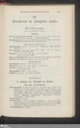 III. Ministerium des Königlichen Hauses