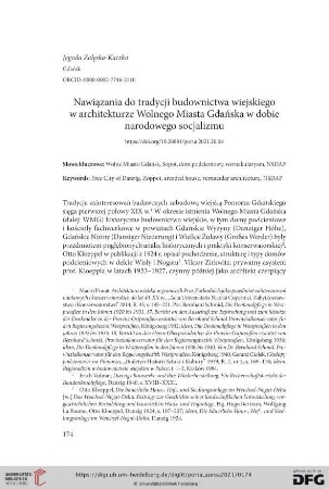 Nawia̜zania do tradycji budownictwa wiejskiego w architekturze Wolnego Miasta Gdańska w dobie narodowego socjalizmu