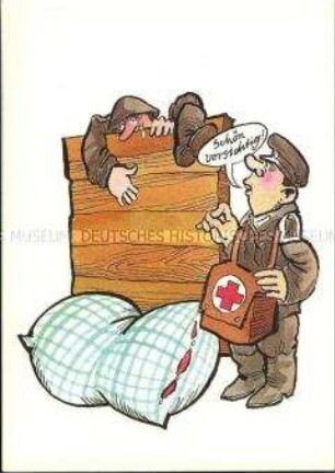 Humoristische Postkartenserie mit NVA-Motiven