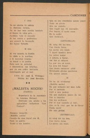 ¡Maldita noche! : (Tango)