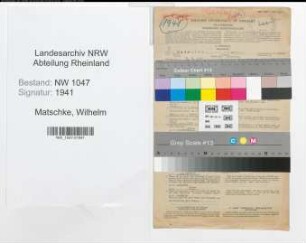 Entnazifizierung Wilhelm Matschke , geb. 06.09.1901 (Schlosser)
