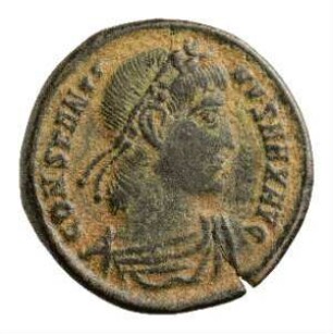 Münze, Follis, Aes 4, 336 - 337 n. Chr.