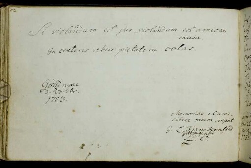 Georg Ludwig Franckenfeld. Göttingen, 23.9.1753.