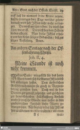 Am andern Sontage nach der Offenbahrung Christi. Joh. II, 4