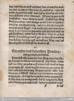 45. Ein ander und behender Practica/mit geringerem kosten.