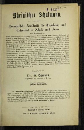 8: Rheinischer Schulmann - 8.1890