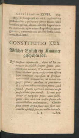 Constitutio XXIX. Welcher Gestalt ein Kummer geschehen soll