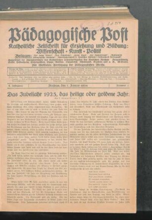 ¬Das¬ Jubeljahr 1925, das heilige oder goldene Jahr